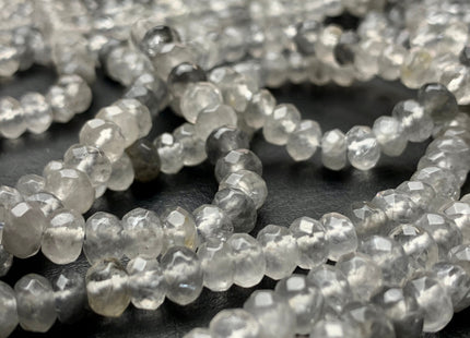4x6mm 5x8mm AAA Faceted Rondelle Cloudy Quartz Gemstone Beads Natural Light And Dark Gray Quartz Loose Beads 15 Inches Strand #2854