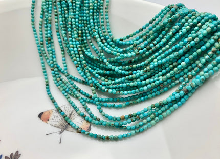 BEST DEAL 2-2.5 mm AAA Natural Faceted Round Tiny Turquoise Gemstone Beads Natural Turquoise Beads 15.5 Inches Strand #2627