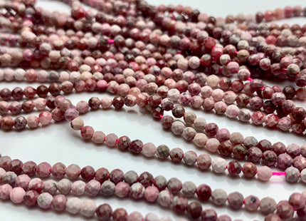 BEST DEAL 2.5 mm Faceted Round Tiny Pink Rhodonite Gemstone Beads Genuine Natural Pink Rhodonite Loose Beads 15.5 Inches Strand #2635