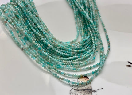 2-2.5 mm Faceted Round Tiny Amazonite Gemstone Beads 13 Inches Strand #2629