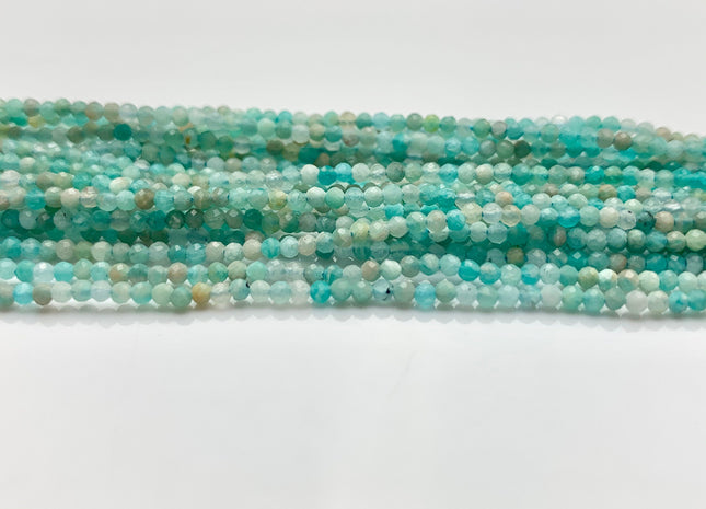 2-2.5 mm Faceted Round Tiny Amazonite Gemstone Beads 13 Inches Strand #2629