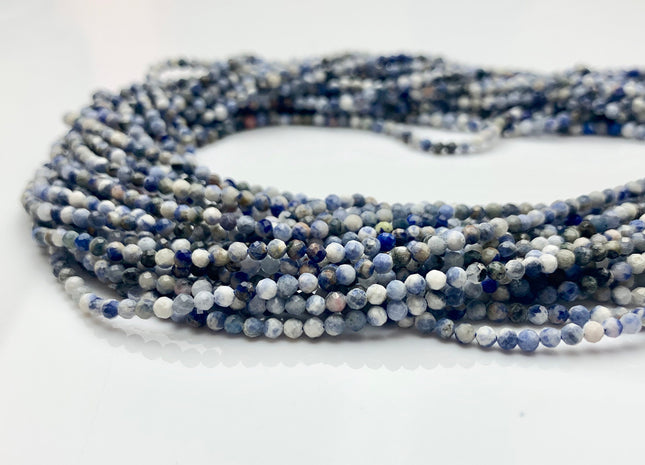 BEST DEAL 2.5 mm Faceted Round Tiny Sodolite Gemstone Beads Genuine Natural Sodolite Loose Beads 15.5 Inches Strand #2628
