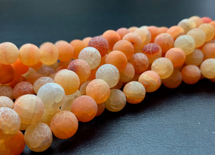 4 mm 6 mm 8 mm 10 mm Multi Orange Color Matte Finished Round Cracked Fire Agate Gemstone Beads 14 Inches Strand #2863