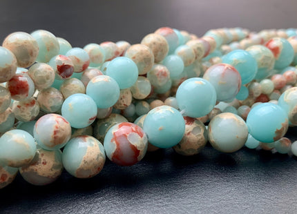 4mm 6mm 8mm 10mm Smooth Round Impression Jasper Gemstone Beads Snake Skin Aqua Color Jasper Loose Beads 15.5 Inches #2869