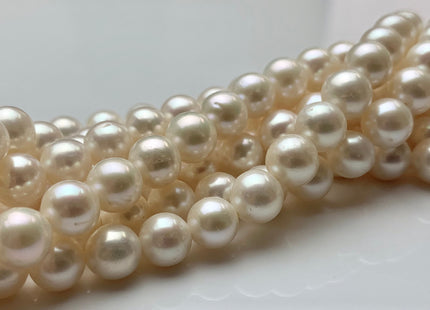 8mm AAA Large Hole Round Natural White Freshwater Pearl Beads Hole Size 1.0mm Or 1.2mm Genuine Top Quality High Luster Pearls 54 Beads #1066