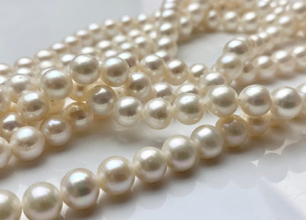 8mm AAA Large Hole Round Natural White Freshwater Pearl Beads Hole Size 1.0mm Or 1.2mm Genuine Top Quality High Luster Pearls 54 Beads #1066