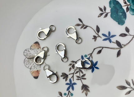 15 mm .925 Sterling Silver Lobster Clasp with Jump Ring, Sterling Silver Findings Clasp, Silver Lobster Clasp with Ring (428-SCL15)
