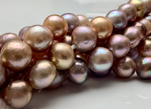10-12mm AAA Half Strand LargeHole Very Rare Dark Mauve Pink Baroque Pearl Bead 2.2mm Hole Natural Edison Pearl With Iridescent Color #1995