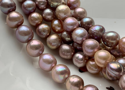 10-12mm AAA Half Strand LargeHole Very Rare Dark Mauve Pink Baroque Pearl Bead 2.2mm Hole Natural Edison Pearl With Iridescent Color #1995