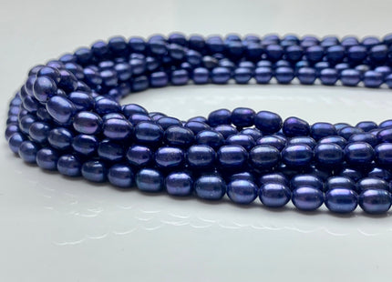 5x7 mm Blue Purple Rice / Oval Freshwater Pearl, Genuine Freshwater Pearls, Blue Purple Rice Cultured Freshwater Pearls #450