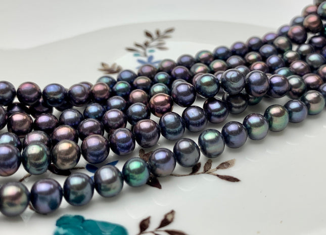 6.5-7 mm AA Rainbow Peacock Color Potato Freshwater Pearl Beads Genuine Freshwater Peacock Colored Pearls #1998