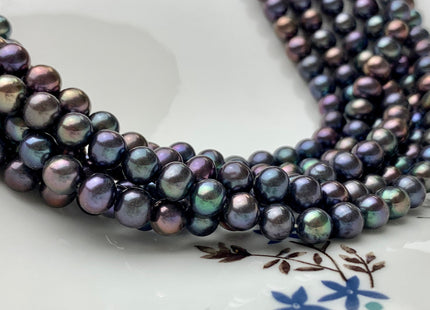 6.5-7 mm AA Rainbow Peacock Color Potato Freshwater Pearl Beads Genuine Freshwater Peacock Colored Pearls #1998