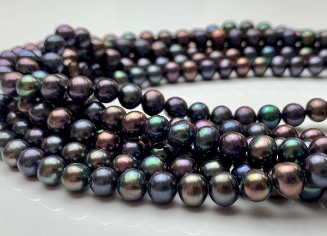 6.5-7 mm AA Rainbow Peacock Color Potato Freshwater Pearl Beads Genuine Freshwater Peacock Colored Pearls #1998