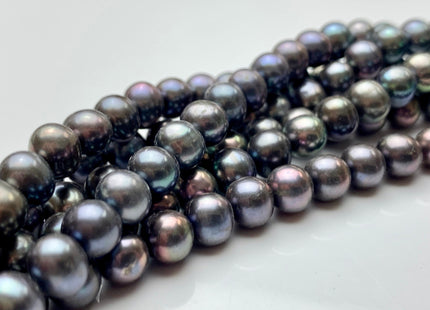 6.5-7 mm AAA Gray Peacock Color Round Freshwater Pearl Beads Genuine Freshwater Peacock Colored Pearls #1999