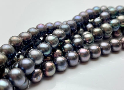 6.5-7 mm AAA Gray Peacock Color Round Freshwater Pearl Beads Genuine Freshwater Peacock Colored Pearls #1999