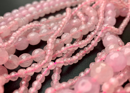 4 mm 6 mm 8 mm 10 mm 12 mm Micro Faceted Round Rose Quartz Gemstone Beads Natural Rose Quartz Loose Beads 14 Inches Strand #2908