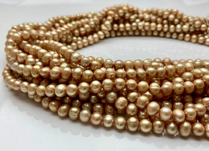 6-7 mm Champagne Color Potato Freshwater Pearl Beads Genuine Champagne Freshwater Pearls #1909
