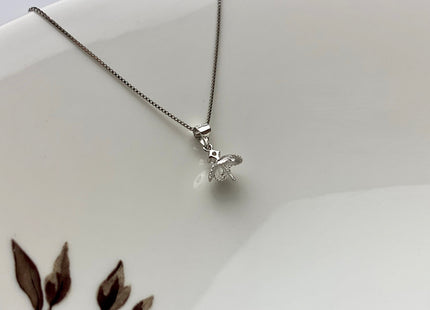 One Piece 925 Sterling Silver/Gold Pendant Cap Setting Findings For Half Drilled Pearls Genuine 925 Sterling Silver W/CZ Pendant #10019-A