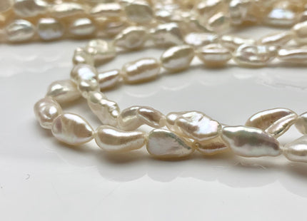 6-7x12-13 mm AA Natural White Keshi Freshwater Pearls Beads Genuine High Luster Rice Nugget Shape Keshi Freshwater Pearl Beads #1922