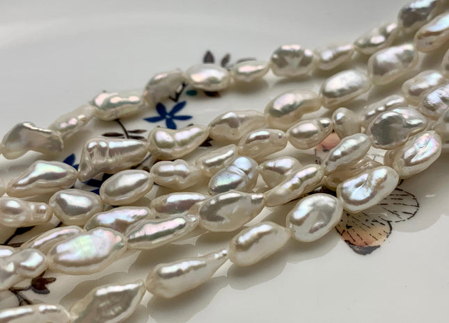 6-7x12-13 mm AA Natural White Keshi Freshwater Pearls Beads Genuine High Luster Rice Nugget Shape Keshi Freshwater Pearl Beads #1922