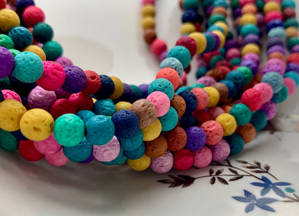 6mm 8mm 10mm Lava Round Beads Multi Purple Blue Green Yellow Pink Brown Red Color Organic Volcanic Rock Stone Beads 15.5 Inches Strand #2891