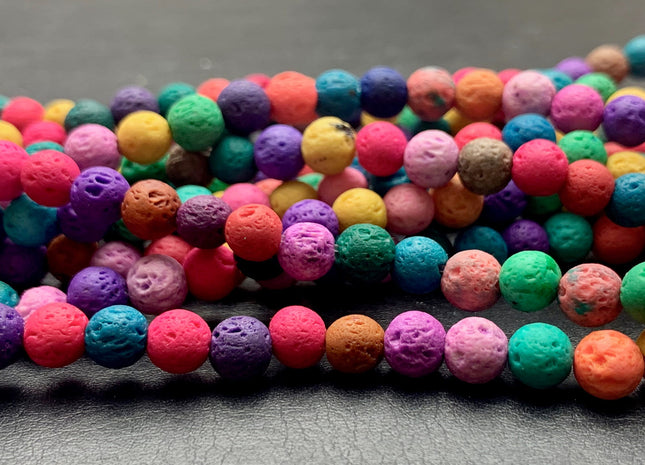 6mm 8mm 10mm Lava Round Beads Multi Purple Blue Green Yellow Pink Brown Red Color Organic Volcanic Rock Stone Beads 15.5 Inches Strand #2891