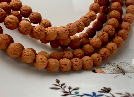6mm 8mm 10mm Lava Round Beads Brown Color Organic Volcanic Rock Stone Beads 15.5 Inches Strand #2892