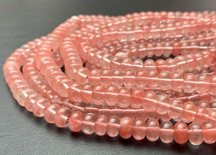 5x8 mm Natural Smooth Rondelle Watermelon Pink Quartz Beads Highly Polished Gemstone Loose Beads 15.5 Inches Strand #2917