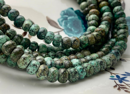 5x8 mm Natural Smooth Rondelle Africa Turquoise Beads Natural Turquoise Loose Beads 15.5 Inches Strand #2911