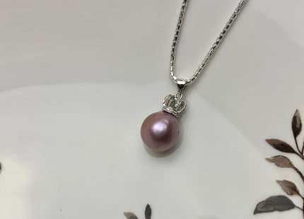 One Piece 925 Sterling Silver/Gold Pendant Setting Findings For Half Drilled Pearl Crown Shape Design W/CZ Silver Mounts Jewelry #10371A