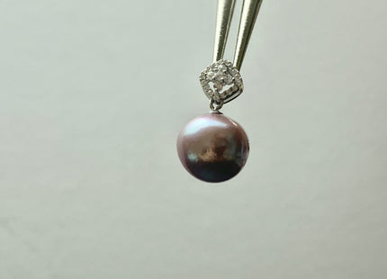 One-Of-A-Kind 12x15 mm AAA Very Rare Natural Dark Mauve Genuine Edison Pearl Pendant W/925 Sterling Silver Diamond Shape Design #1926-B