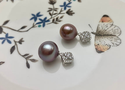 One-Of-A-Kind 12x15 mm AAA Very Rare Natural Dark Mauve Genuine Edison Pearl Pendant W/925 Sterling Silver Diamond Shape Design #10344-B