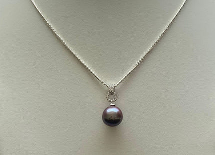 One-Of-A-Kind 11 mm AAA Very Rare Natural Dark Mauve Genuine Edison Pearl Pendant W/925 Sterling Silver V Shape Design Jewelry #1928-B