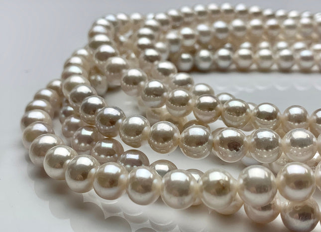 8.5-9 mm AAA Extra Shiny Natural White Round Freshwater Pearls Genuine Natural High Luster White Bridal Pearls #1008