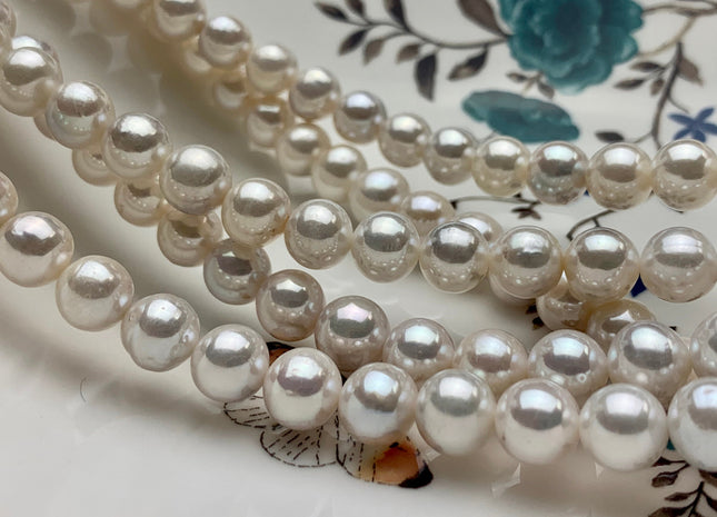8.5-9 mm AAA Extra Shiny Natural White Round Freshwater Pearls Genuine Natural High Luster White Bridal Pearls #1008