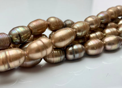10-11x15 mm Copper Champagne Color Freshwater Rice/Oval Pearls Genuine Dark Champagne Freshwater Rice Pearl Beads #1934