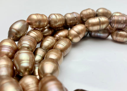 10-11x15 mm Copper Champagne Color Freshwater Rice/Oval Pearls Genuine Dark Champagne Freshwater Rice Pearl Beads #1934