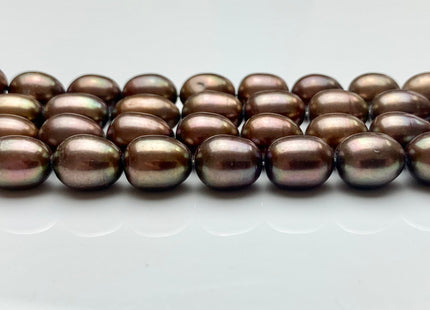 9x12 mm AAA Dark Brown Color Freshwater Rice/Oval Pearls Genuine High Luster Freshwater Rice Pearl Beads #1914