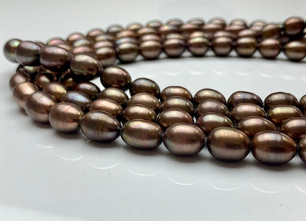 9x12 mm AAA Dark Brown Color Freshwater Rice/Oval Pearls Genuine High Luster Freshwater Rice Pearl Beads #1914