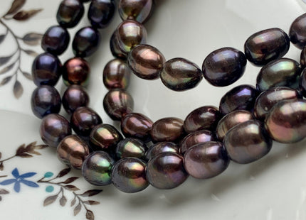 10x12-13 mm AAA Dark Brown Color Freshwater Rice/Oval Pearls Genuine High Luster Freshwater Rice Pearl Beads #1915