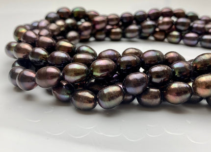 10x12-13 mm AAA Dark Brown Color Freshwater Rice/Oval Pearls Genuine High Luster Freshwater Rice Pearl Beads #1915