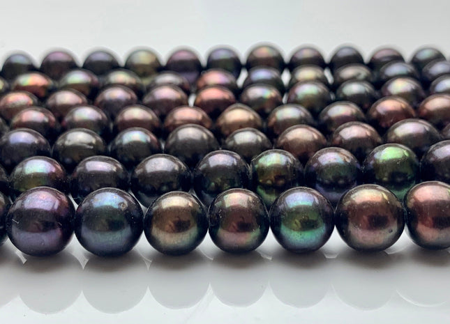 9.5-10 mm AA Purplish Peacock Semi Round/Potato Freshwater Pearl Beads Genuine Peacock Near Round Freshwater Pearl #11010