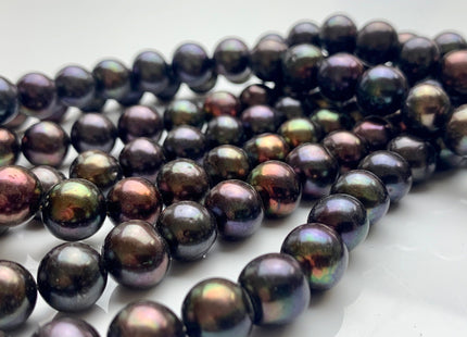 9.5-10 mm AA Purplish Peacock Semi Round/Potato Freshwater Pearl Beads Genuine Peacock Near Round Freshwater Pearl #11010