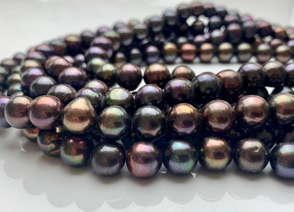 9.5-10 mm AA Purplish Peacock Semi Round/Potato Freshwater Pearl Beads Genuine Peacock Near Round Freshwater Pearl #11010