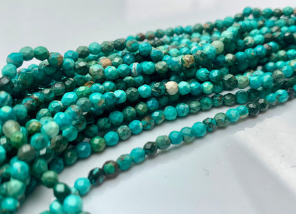 2 mm 2.5 mm 3 mm Faceted Round Turquoise Beads Natural Color Turquoise Loose Beads 15.5 Inches Strand #2648