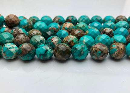 3mm 4mm 6mm 8mm 10mm Faceted Round Turquoise Beads Blue And Brown Color Gemstone 15.5 Inches Strand #2649