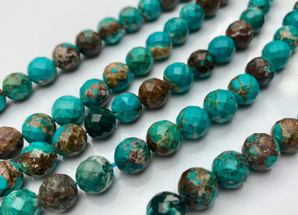 3mm 4mm 6mm 8mm 10mm Faceted Round Turquoise Beads Blue And Brown Color Gemstone 15.5 Inches Strand #2649