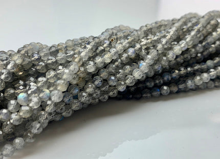 BEST DEAL 3-3.5 mm AAA Faceted Round Labradorite Gemstone Beads Genuine Natural Micro Faceted Labradorite Beads 15.5 Inches Strand #2651
