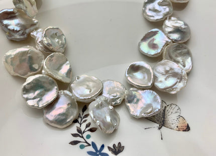 3 Pieces 15-29 mm AAA Large Cornflake Keshi Freshwater Pearls Genuine Natural White Top Drilled High Luster Nice Quality Keshi Pearl #1940