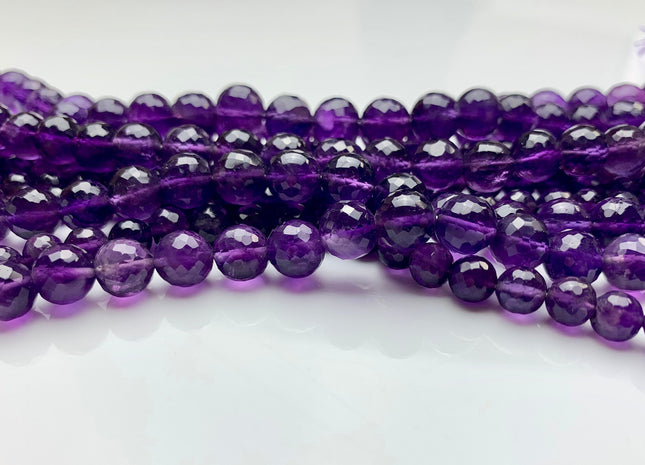 6mm 7mm 8mm 10mm AAA Top Quality 100% Natural Color Faceted Round Amethyst Gemstone Beads Genuine Amethyst Beads 8 Inches Strand #2655